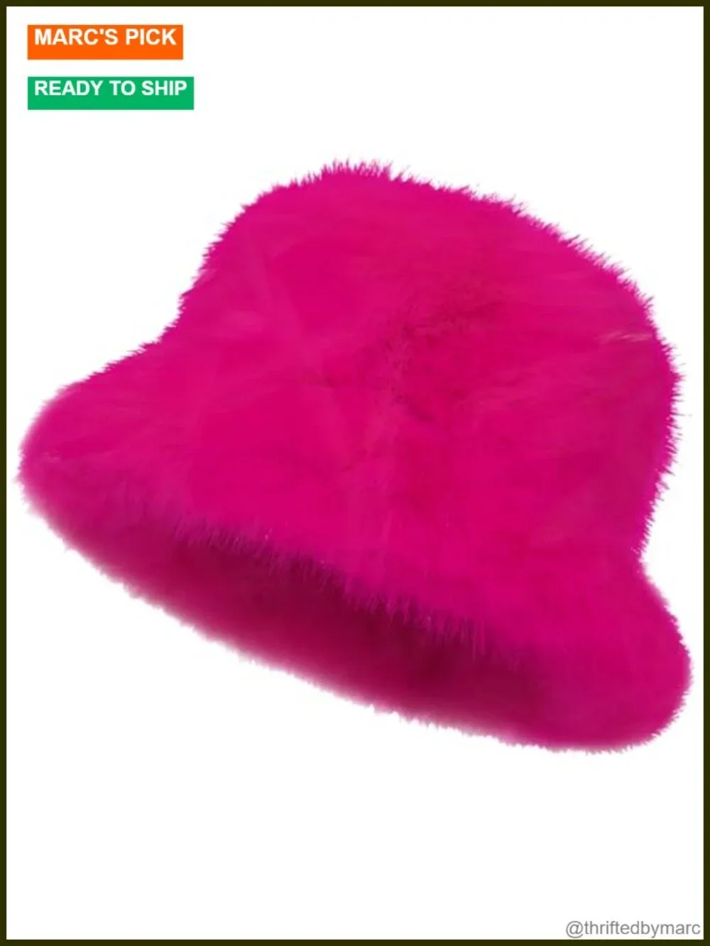 Faux Fur Bucket Hat Winter Fisherman Cap Women Fuzzy Wide Brim